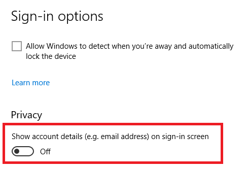 مخفی کردن آدرس ایمیل در لاک اسکرین ویندوز 10