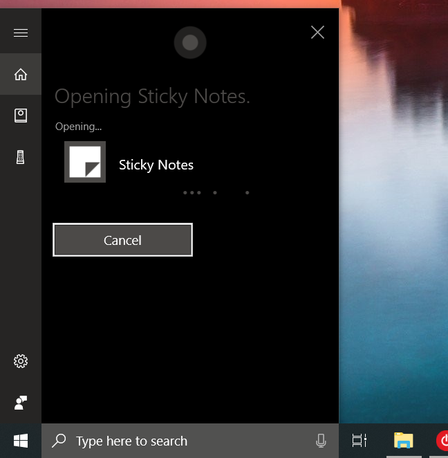 اجرای برنامه Sticky Notes با درخواست از کورتانا (Cortana) (مخصوص ویندوز 10)