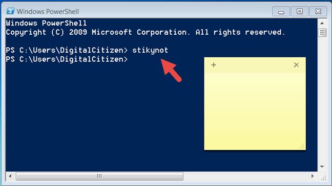 اجرای برنامه Sticky Notes با استفاده از Command Prompt یا PowerShell (در ویندوزهای 7 و 8.1)